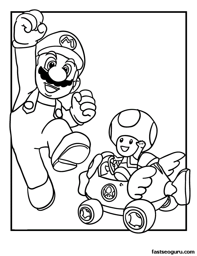 Printable Mario and Toad Coloring Page